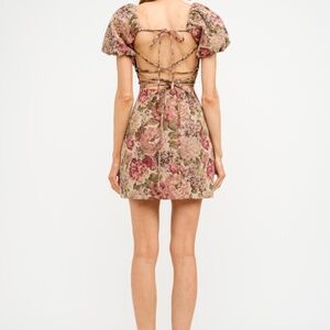 Floral printed jacquard mini dress